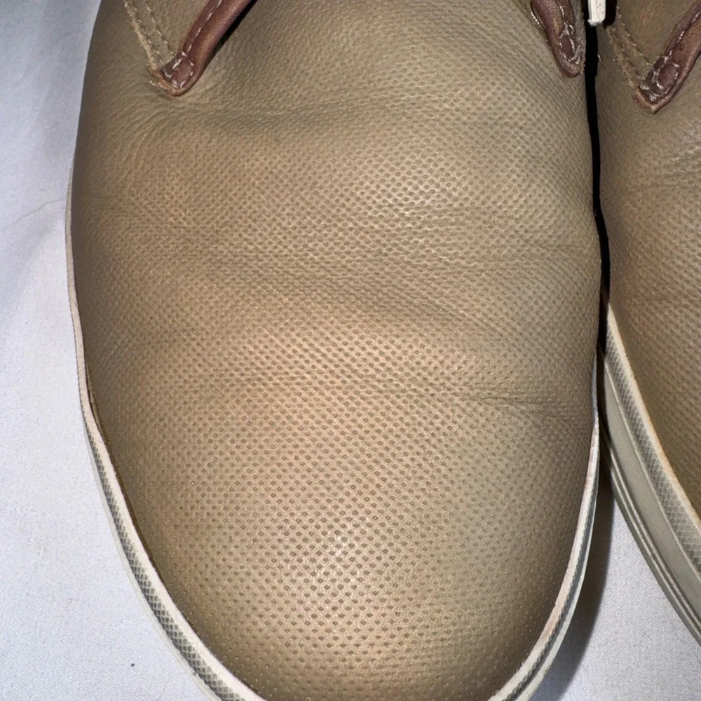 Sebago Mens Frome Glover Plain Toe Taupe Leather Sneakers B140061 Size 10